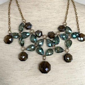 Blue & Gray Faceted Crystal Statement Necklace